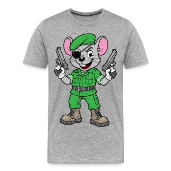 Bewaffneter Maus-Ranger - Männer Premium Bio T-Shirt - Grau meliert - Vorne - Damien (186cm)