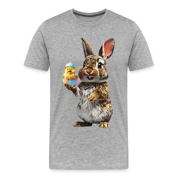 Hase - Männer Premium Bio T-Shirt - Grau meliert - Vorne - Damien (186cm)