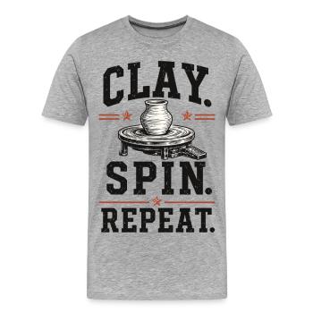 Clay Spin Repeat Keramik Shirt - Männer Premium Bio T-Shirt - Grau meliert - Vorne - Damien (186cm)