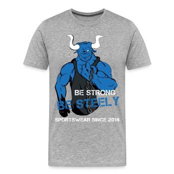 Be Strong Be Steely - Männer Premium Bio T-Shirt - Grau meliert - Vorne - Damien (186cm)