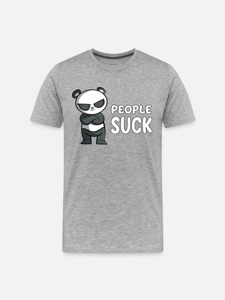 People Suck - Panda - Männer Premium Bio T-Shirt - Grau meliert