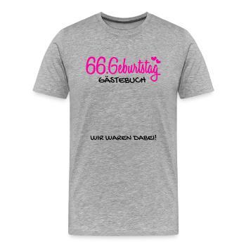 66 Geburtstag Gästebuch - 66 Jahre Geschenk - Männer Premium Bio T-Shirt - Grau meliert - Vorne - Damien (186cm)