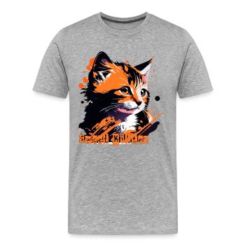 kleines Kätzchen, Katze getigert - Männer Premium Bio T-Shirt - Grau meliert - Vorne - Damien (186cm)