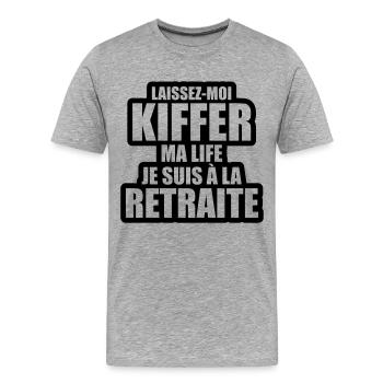 laissez-moi kiffer ma life je suis à la retraite - T-shirt bio Premium Homme - gris chiné - Devant - Damien (186cm)