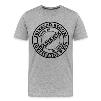 skinheadreggae_made_in_jamaica - Männer Premium Bio T-Shirt - Grau meliert - Vorne - Damien (186cm)