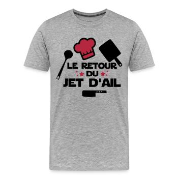 le retour du jet d'ail,citations,chef,cuisine - T-shirt bio Premium Homme - gris chiné - Devant - Damien (186cm)