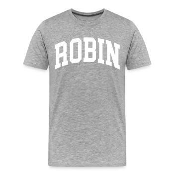 Robin - Männer Premium Bio T-Shirt - Grau meliert - Vorne - Damien (186cm)