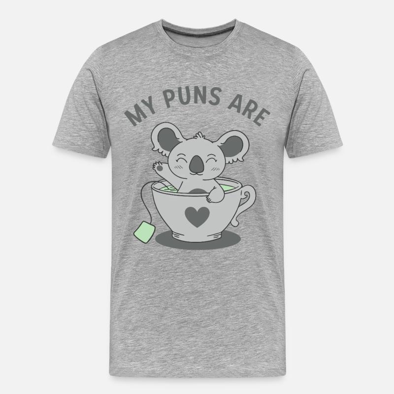 Koala-Tee-Wortspiele - Männer Premium Bio T-Shirt - Grau meliert