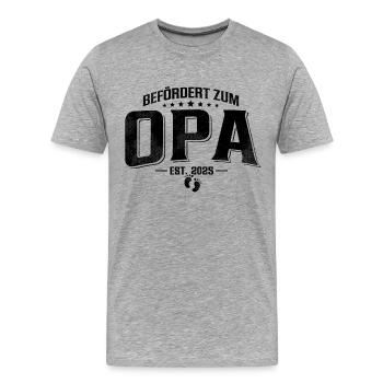 Befördert zum Opa 2025 - Männer Premium Bio T-Shirt - Grau meliert - Vorne - Damien (186cm)
