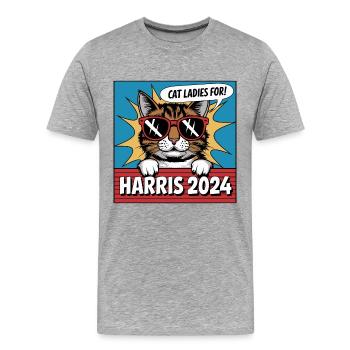 Cat Ladies For Kamala Harris 2024 USA Amerika - Männer Premium Bio T-Shirt - Grau meliert - Vorne - Damien (186cm)