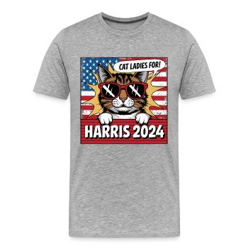 Cat Ladies For Kamala Harris 2024 USA Amerika - Männer Premium Bio T-Shirt - Grau meliert - Vorne - Damien (186cm)