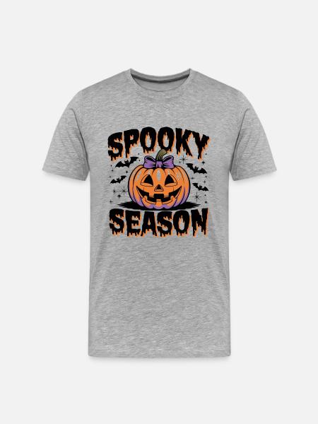 Halloween Pumpkin Spooky Season - Men's Premium Organic T-Shirt - heather grey