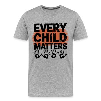 Chaque enfant compte Journée mondiale de l’enfance - T-shirt bio Premium Homme - gris chiné - Devant - Damien (186cm)