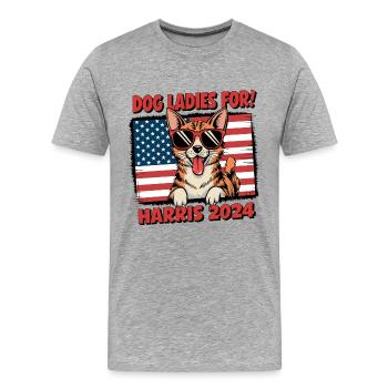 Dog Ladies For Kamala Harris 2024 USA Amerika - Männer Premium Bio T-Shirt - Grau meliert - Vorne - Damien (186cm)