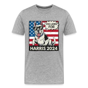 Dog Ladies For Kamala Harris 2024 USA Amerika - Männer Premium Bio T-Shirt - Grau meliert - Vorne - Damien (186cm)
