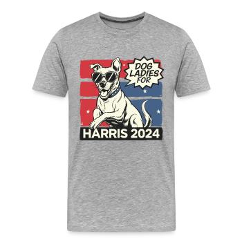 Dog Ladies For Kamala Harris 2024 USA Amerika - Männer Premium Bio T-Shirt - Grau meliert - Vorne - Damien (186cm)