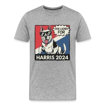Chien Dames Pour Kamala Harris 2024 États-Unis Amérique - T-shirt bio Premium Homme - gris chiné - Devant - Damien (186cm)