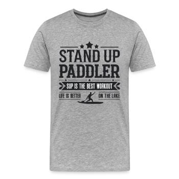 Stand Up Paddler - Men's Premium Organic T-Shirt - heather grey - Front - Damien (186cm)