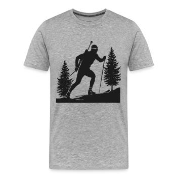Biathlon Biathlète Sports d’hiver - T-shirt bio Premium Homme - gris chiné - Devant - Damien (186cm)
