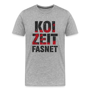 Koi Zeit Fasnet - Karneval Fasching - Männer Premium Bio T-Shirt - Grau meliert - Vorne - Damien (186cm)