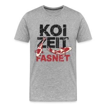 Koi Zeit Fasnet - Karneval Fasching - Männer Premium Bio T-Shirt - Grau meliert - Vorne - Damien (186cm)