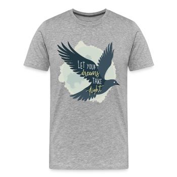 Laissez vos rêves prendre leur envol Oiseau mouette - T-shirt bio Premium Homme - gris chiné - Devant - Damien (186cm)