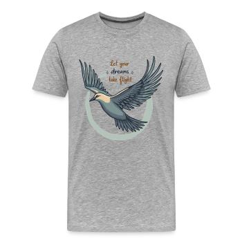 Laissez vos rêves prendre leur envol Oiseau mouette - T-shirt bio Premium Homme - gris chiné - Devant - Damien (186cm)