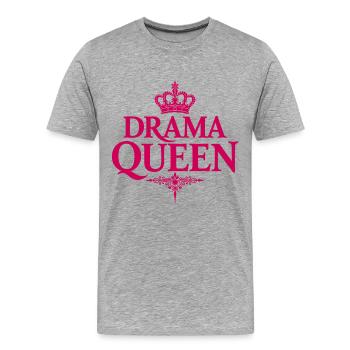 Drama Queen Krone Spruch - Männer Premium Bio T-Shirt - Grau meliert - Vorne - Damien (186cm)