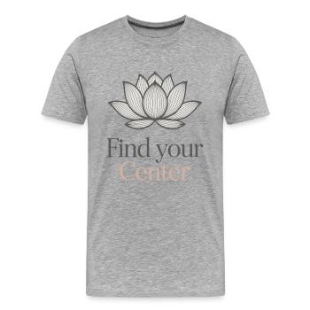 Find Your Center Lotus Blume - Männer Premium Bio T-Shirt - Grau meliert - Vorne - Damien (186cm)