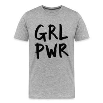 GRL PWR Female Empowerment - Men's Premium Organic T-Shirt - heather grey - Front - Damien (186cm)