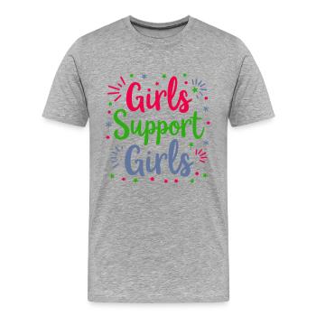 Girls Support Girls Statement Friendship - Men's Premium Organic T-Shirt - heather grey - Front - Damien (186cm)