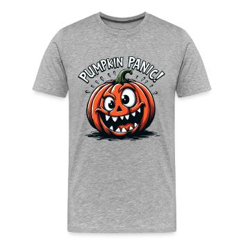 Citrouille Panique Halloween - T-shirt bio Premium Homme - gris chiné - Devant - Damien (186cm)