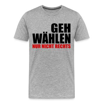 GEH WÄHLEN - Männer Premium Bio T-Shirt - Grau meliert - Vorne - Damien (186cm)