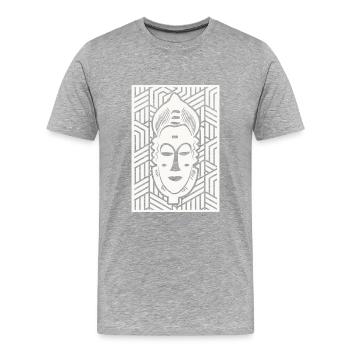 Elfenbeinküste - Baoulé Maske - Männer Premium Bio T-Shirt - Grau meliert - Vorne - Damien (186cm)