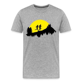 Trail running, Paar - Männer Premium Bio T-Shirt - Grau meliert - Vorne - Damien (186cm)