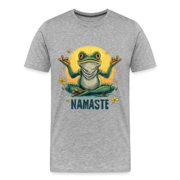 Yoga, Frog, Relaxation, Chilling, Meditation - Men's Premium Organic T-Shirt - heather grey - Front - Damien (186cm)