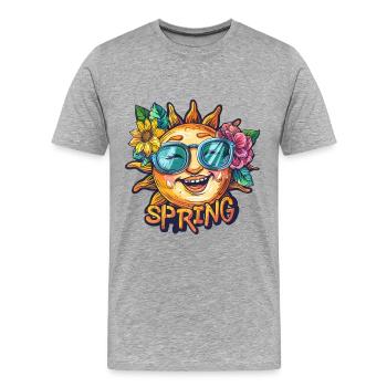 Printemps Printemps Fleurs De Soleil - T-shirt bio Premium Homme - gris chiné - Devant - Damien (186cm)