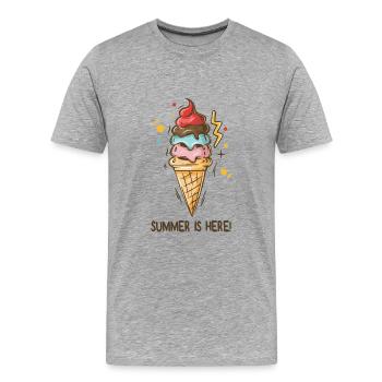 Crème glacée L’été est là Crème glacée Glacier Glacier Heure d’été - T-shirt bio Premium Homme - gris chiné - Devant - Damien (186cm)
