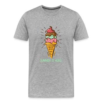 Crème glacée L’été est là Crème glacée Glacier Glacier Heure d’été - T-shirt bio Premium Homme - gris chiné - Devant - Damien (186cm)
