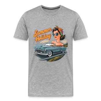 Holiday Cabrio Ride Lifestyle 1950s 1960s - Men's Premium Organic T-Shirt - heather grey - Front - Damien (186cm)