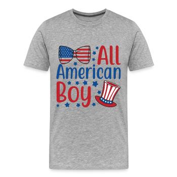 All American Boy Independence Day America - Men's Premium Organic T-Shirt - heather grey - Front - Damien (186cm)