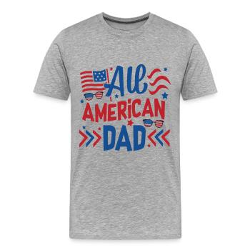 All American Dad Independence Day America - Men's Premium Organic T-Shirt - heather grey - Front - Damien (186cm)