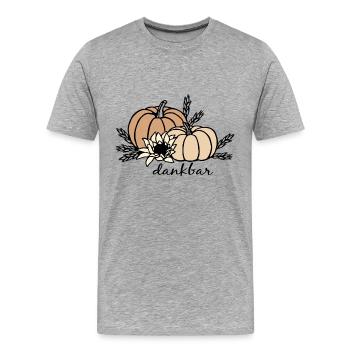 Erntedank Kürbisse Sonnenblume und Getreide - Männer Premium Bio T-Shirt - Grau meliert - Vorne - Damien (186cm)