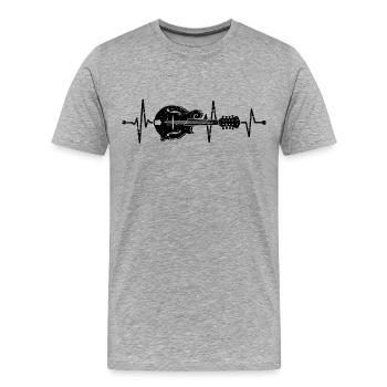 Mandoline Herzschlag Bluegrass Country Musik - Männer Premium Bio T-Shirt - Grau meliert - Vorne - Damien (186cm)