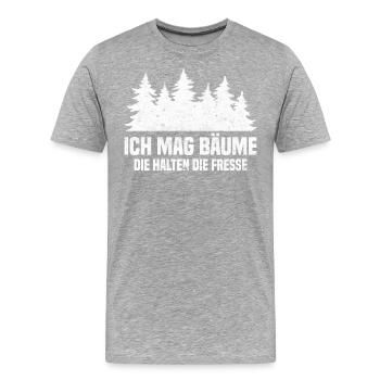 Ich Mag Bäume Die Halten Die Fresse - Männer Premium Bio T-Shirt - Grau meliert - Vorne - Damien (186cm)