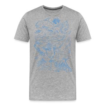 Ozean- und Meeresbewohner Wal Kraken Illustration - Männer Premium Bio T-Shirt - Grau meliert - Vorne - Damien (186cm)