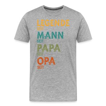 Opa Legende Seit Personalisiertes Jahresgeschenk - Männer Premium Bio T-Shirt - Grau meliert - Vorne - Damien (186cm)
