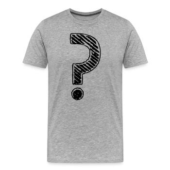 Point d'interrogation rayures regard grunge - T-shirt bio Premium Homme - gris chiné - Devant - Damien (186cm)