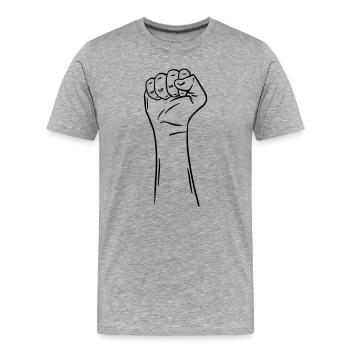 main poing 2 / poing / combat / protestation - T-shirt bio Premium Homme - gris chiné - Devant - Damien (186cm)