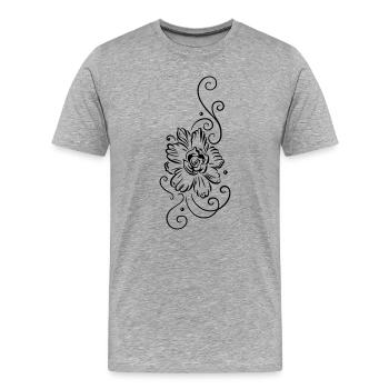 Large blossom with tribal ornament, feminine - Men's Premium Organic T-Shirt - heather grey - Front - Damien (186cm)